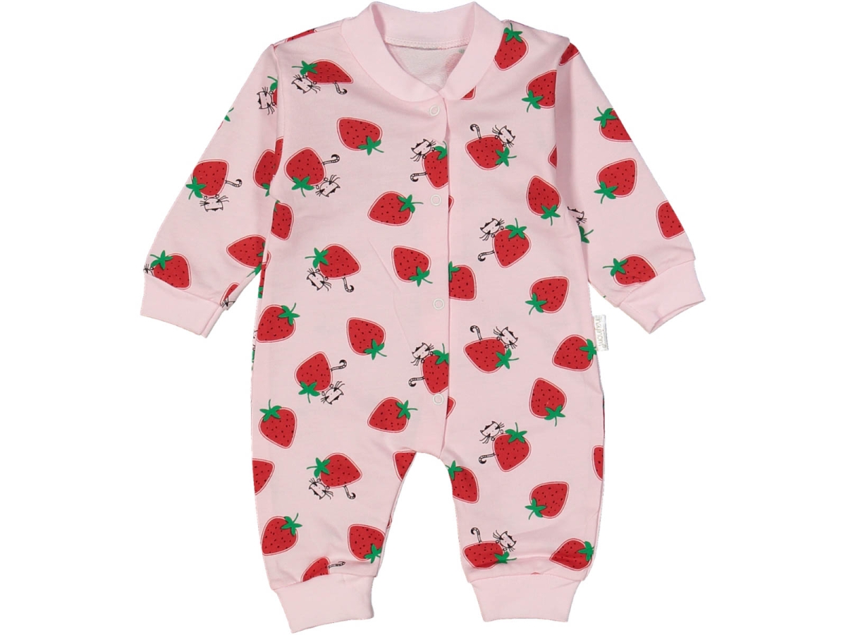 KIZ 3/9 AY ÇİLEK BASKILI MANŞETLİ TULUM 