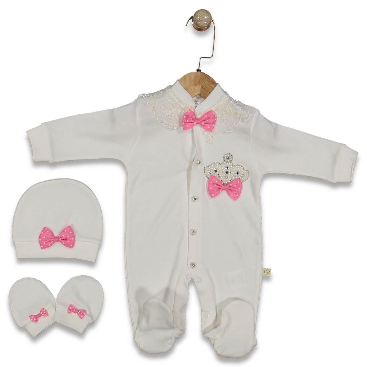 KIZ 3/9 AY İNCİLİ TAÇ TULUM SETİ