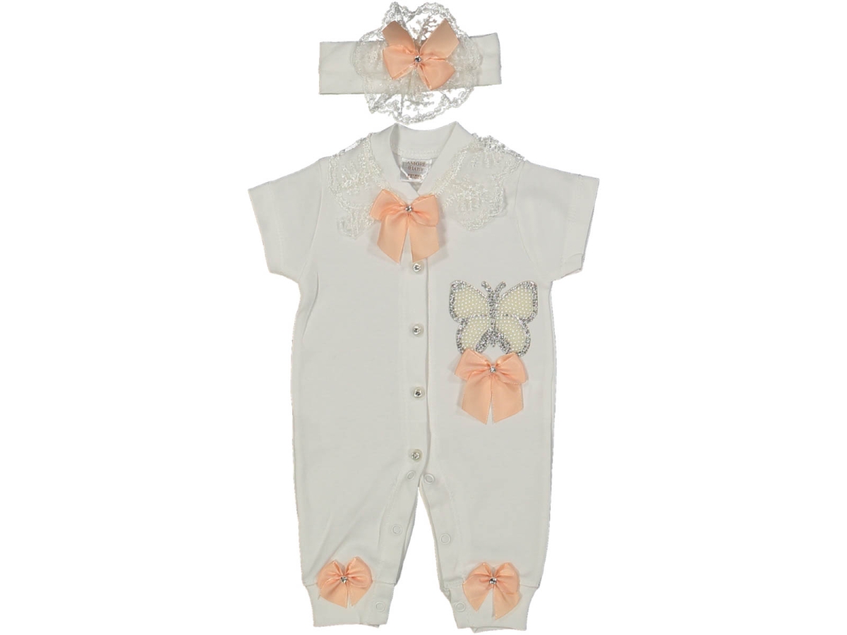 KIZ 3/9 AY KISA KOL İNCİLİ KELEBEK TULUM