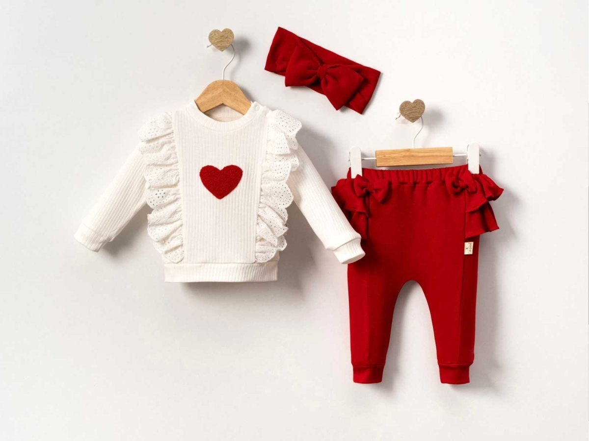 KIZ 3/9 AY LOTTİE KALPLİ FIRFIRLI 3LÜ TAKIM