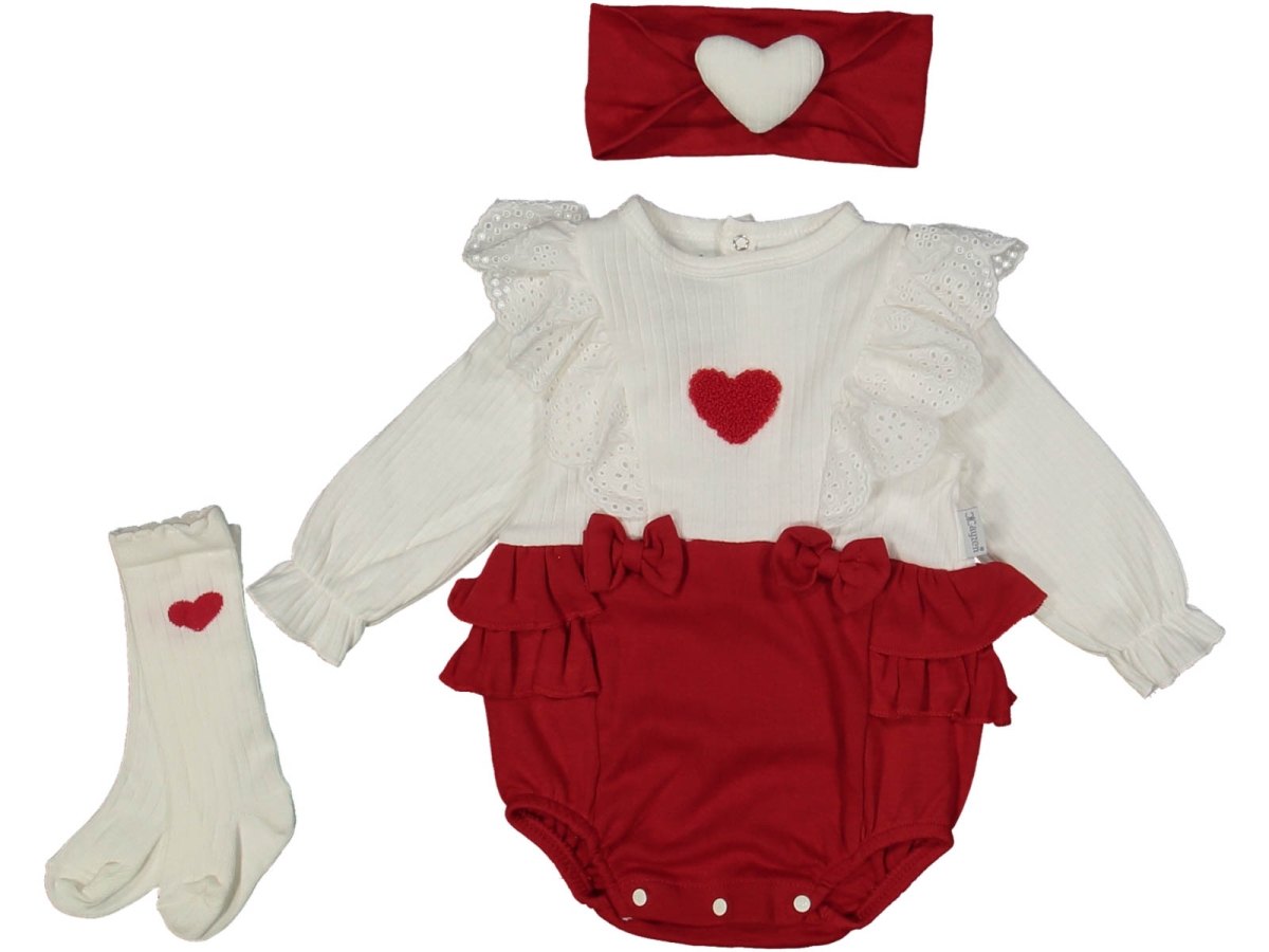 KIZ 3/9 AY LOTTİE KALPLİ FIRFIRLI ÇORAPLI BADİ