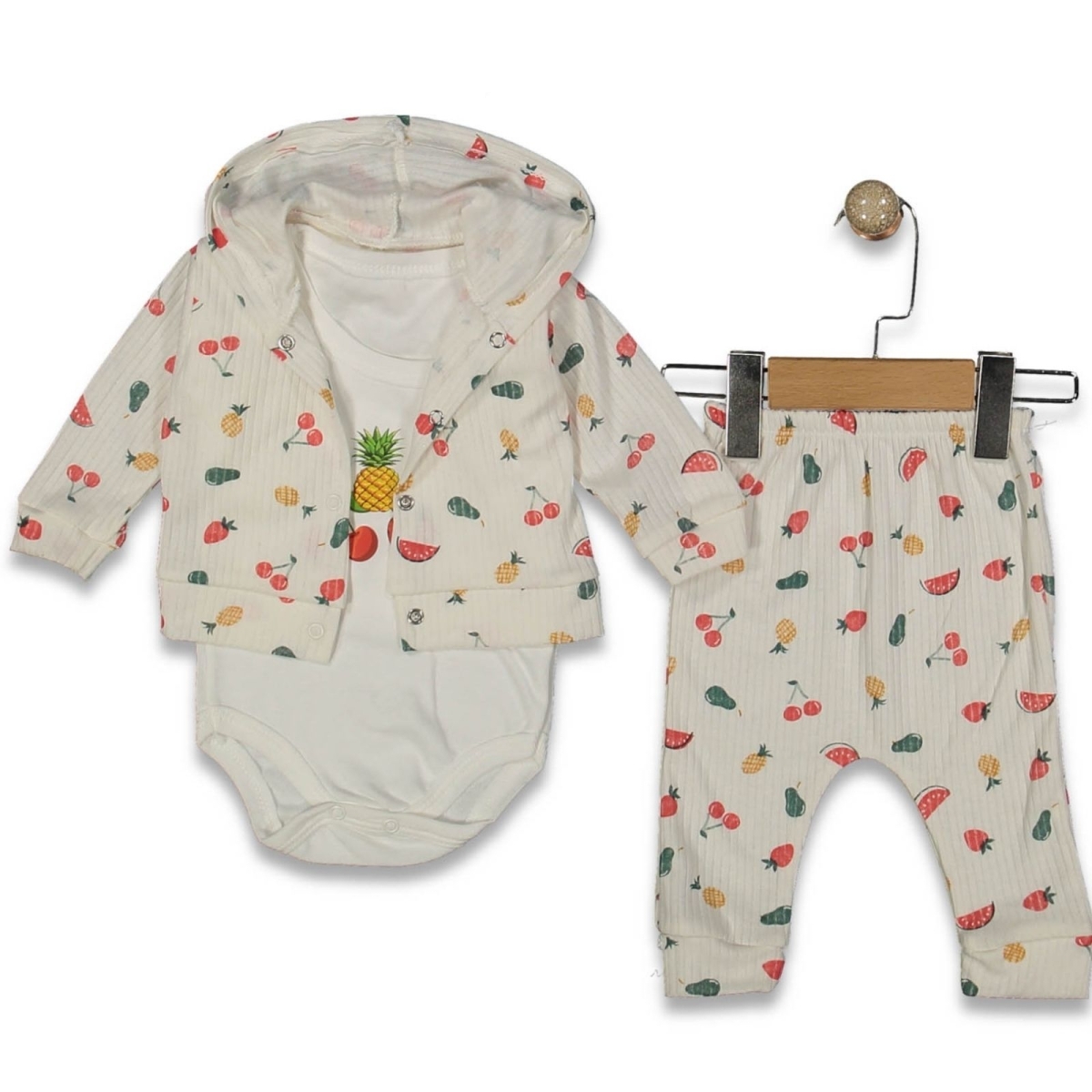 KIZ 3/9 AY MEYVE SEPETİ DESEN 3LÜ TAKIM