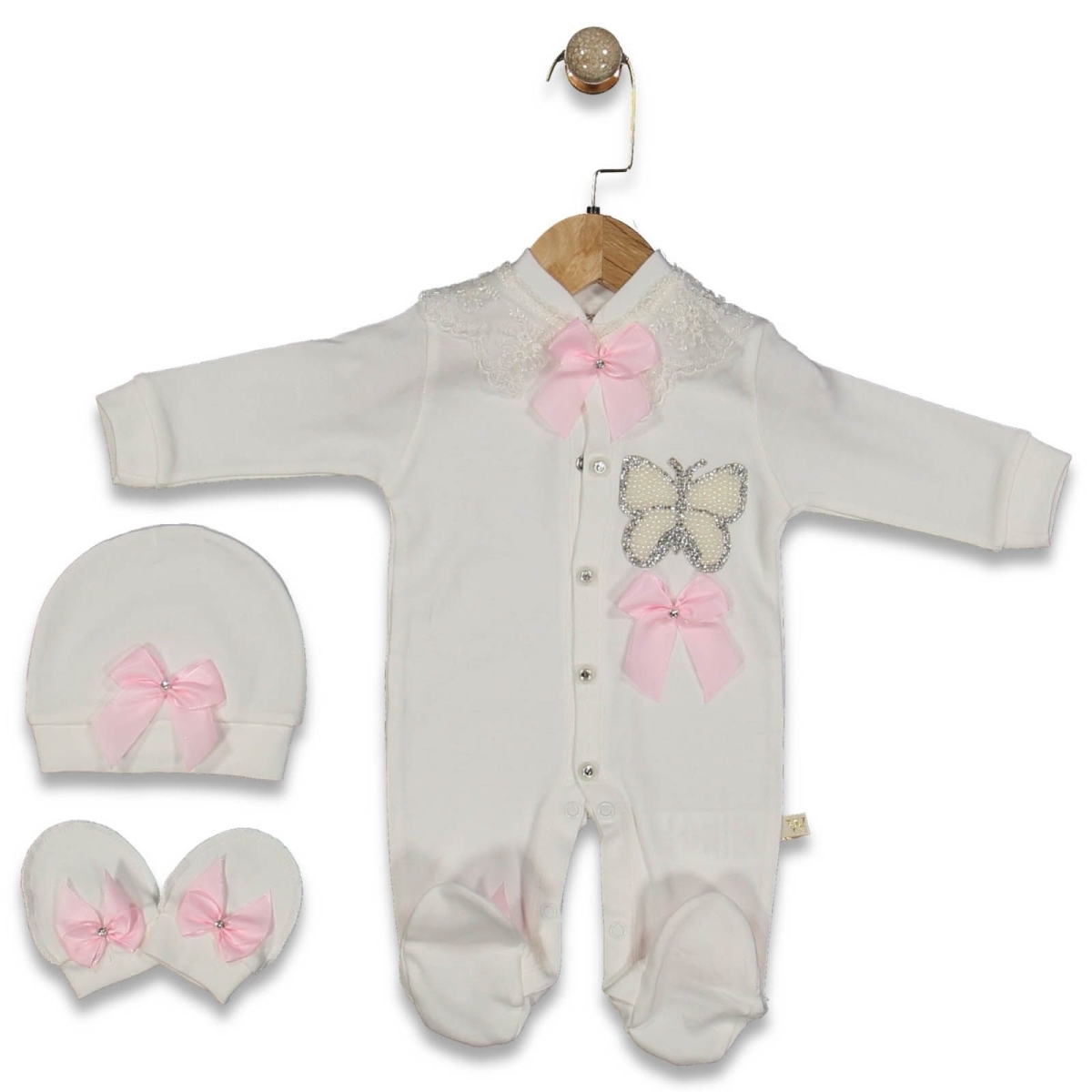 KIZ 3/9 AY TAŞLI İMCİLİ KELEBEK  TULUM SETİ