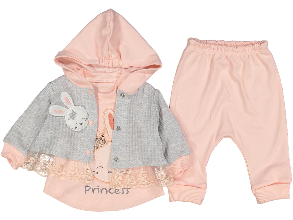 KIZ 3/9  AY  TAVŞANLI 3'LÜ KAPŞONLU TA