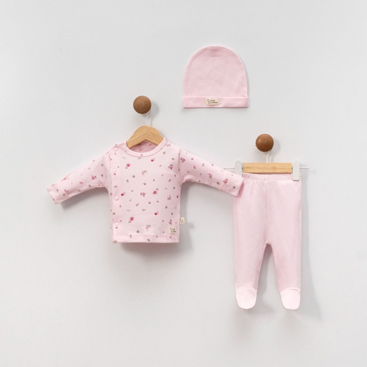 KIZ 3/9 AY YANDAN ÇITÇITLI ÇİÇEK BASKILI 3’LÜ KIZ