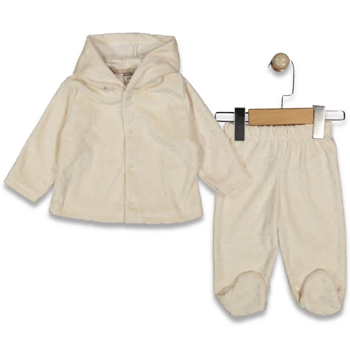 KIZ 3/9 AY YAPRAK DESENLİ KADİFE TAKIM