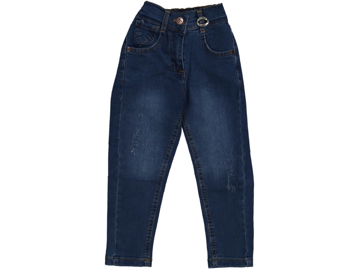 KIZ 4/9 YAŞ FULARLI KOT PANTOLON