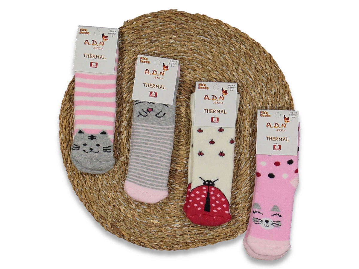 KIZ 5/6 YAŞ HAVLU TABAN ABS BASKILI ÇORAP