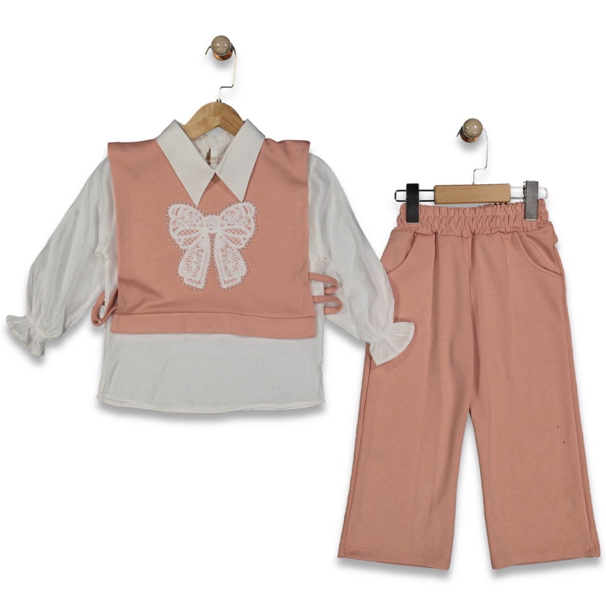 KIZ 5/8 YAŞ BONCUKLU FİYONKLU 3 LÜ TAKIM