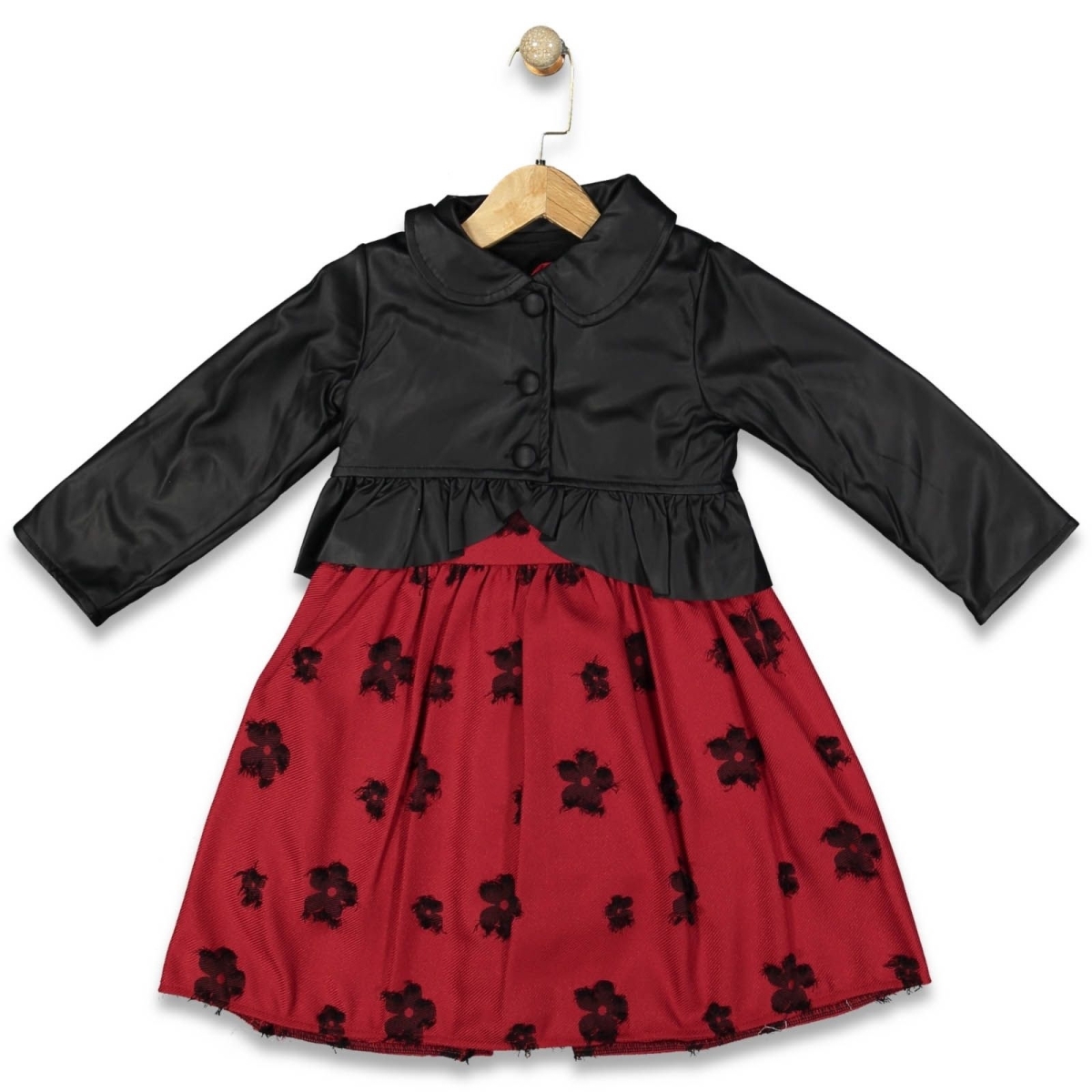 KIZ 5/8 YAŞ  DERİ BOLEROLU ELBİSE