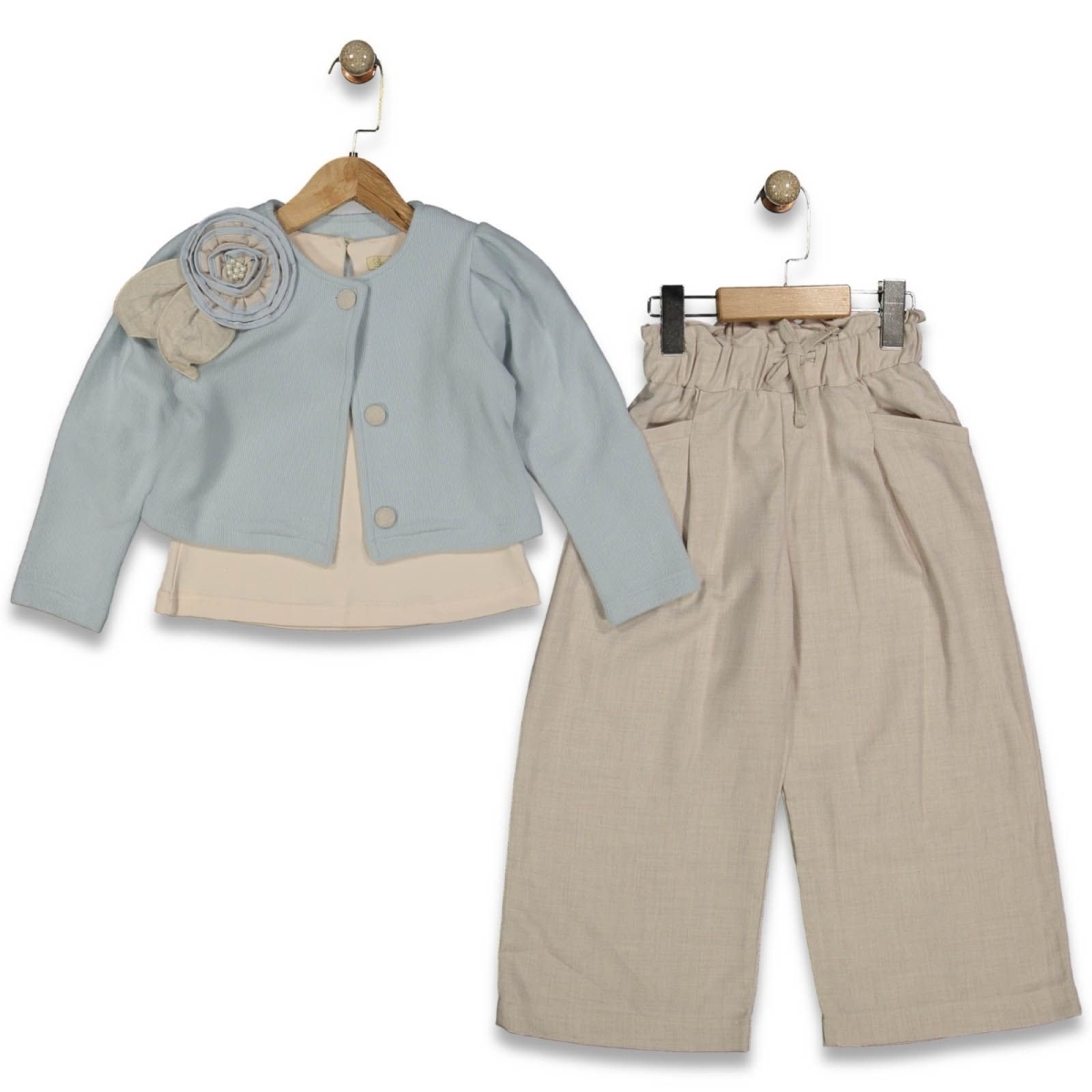 KIZ 5/8 YAŞ DÜĞMELİ CEKETLİ TAKIM