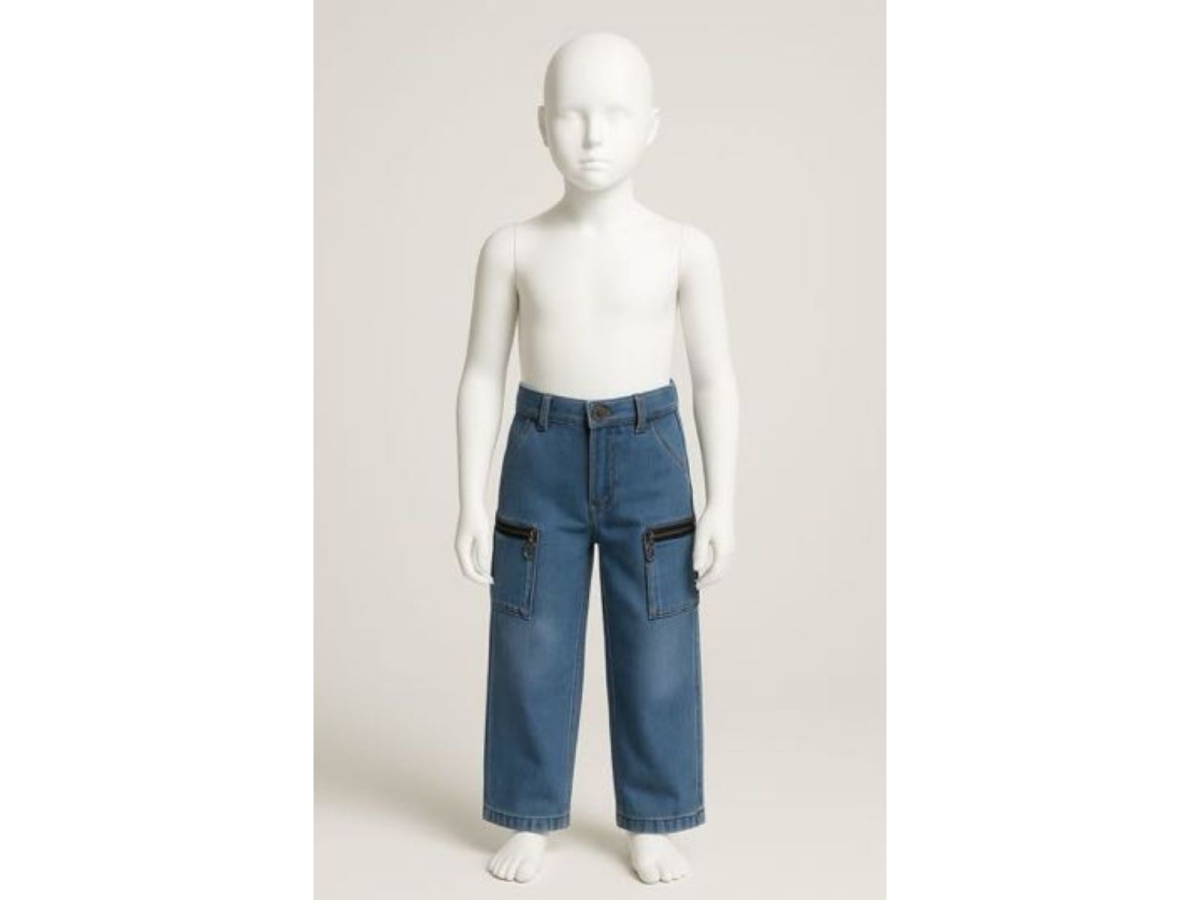 KIZ 5/8 YAŞ FERMUARLI TORBA CEPLİ KOT PANTOLON