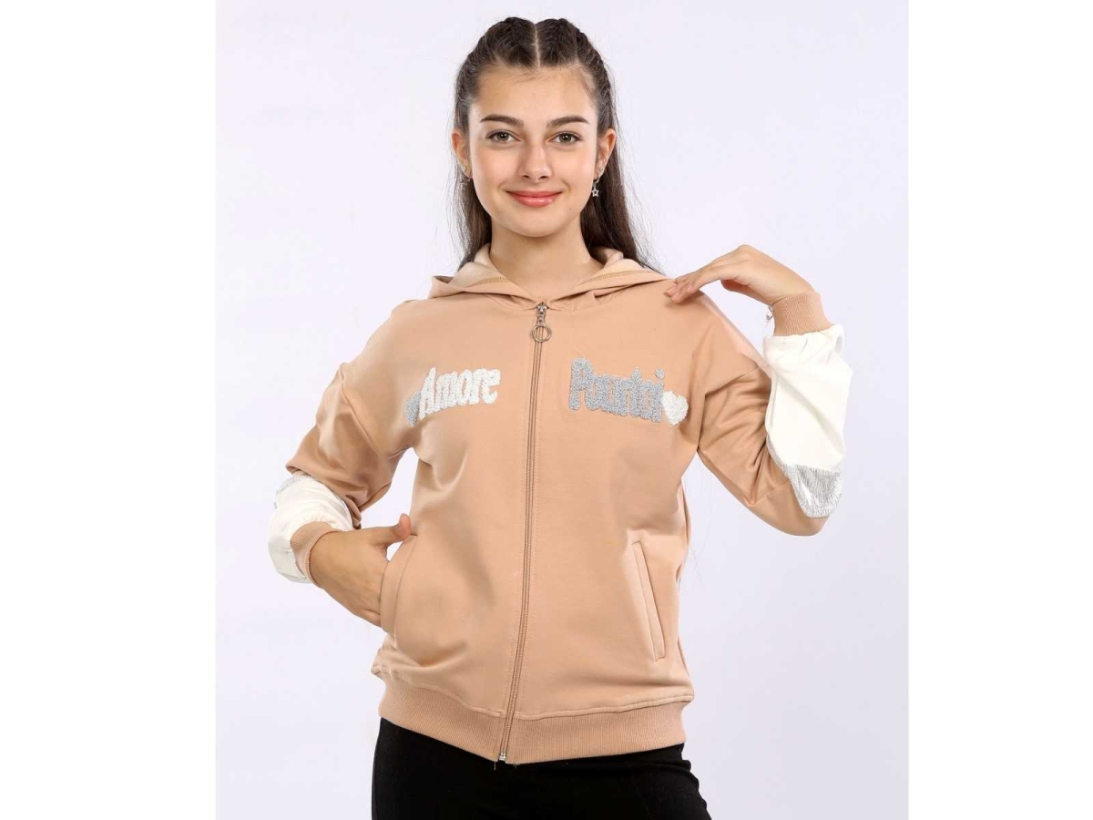 KIZ 5/8 YAŞ KALP SÜZİNELİ 2İP KOL DETAYLI HIRKA