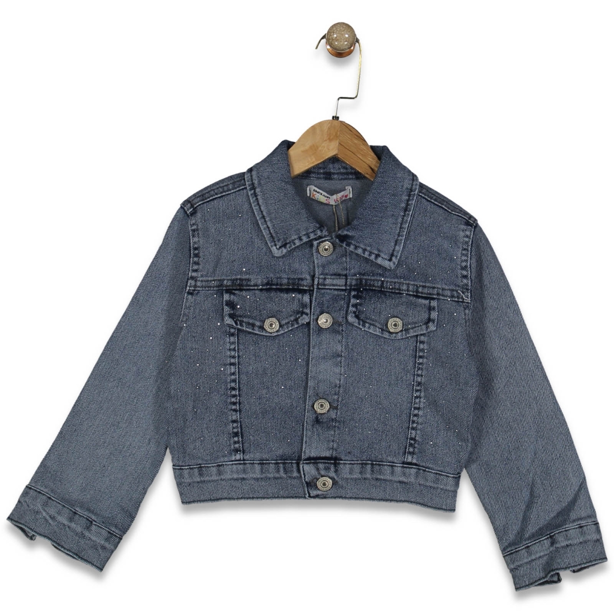 KIZ 5/8 YAŞ LİKRALI KOT SERPME TAŞLI CEKET