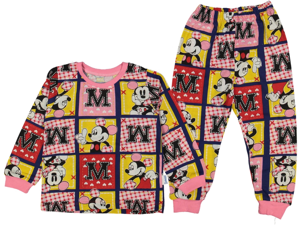 KIZ 5/8 YAŞ MİCKEY MOUSE EKOSE PİJAMA TAKIMI