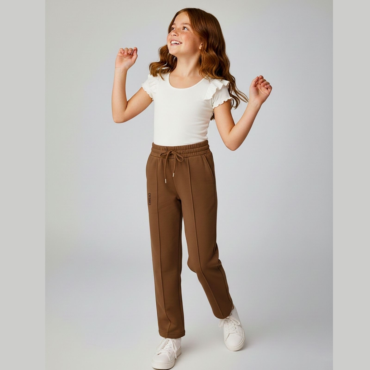 KIZ 5/8 YAŞ ÖN ÇİMALI BOL PAÇA LİKRALI KOMPAKT TEK