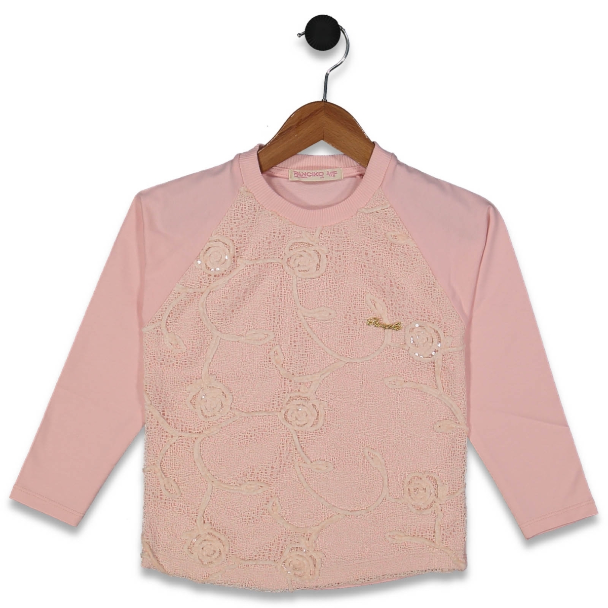 KIZ 5/8  YAŞ ÖN DANTELLİ GÜL DESEN TSHİRT