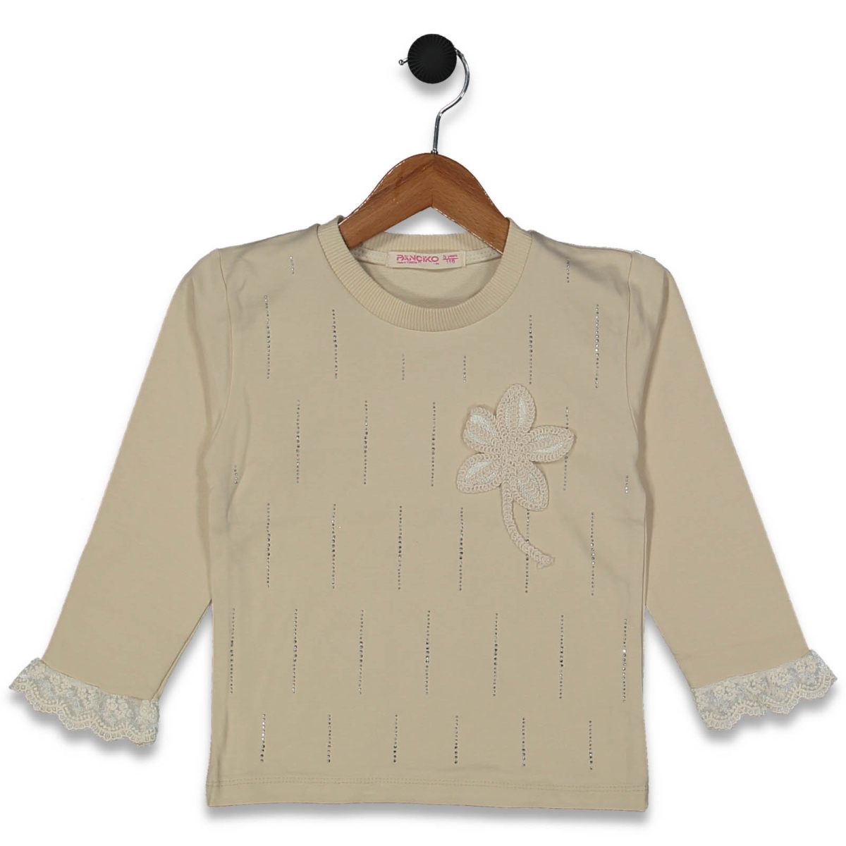 KIZ 5/8 YAŞ ÖN TAŞLI PAPATYA NAKIŞLI TSHİRT