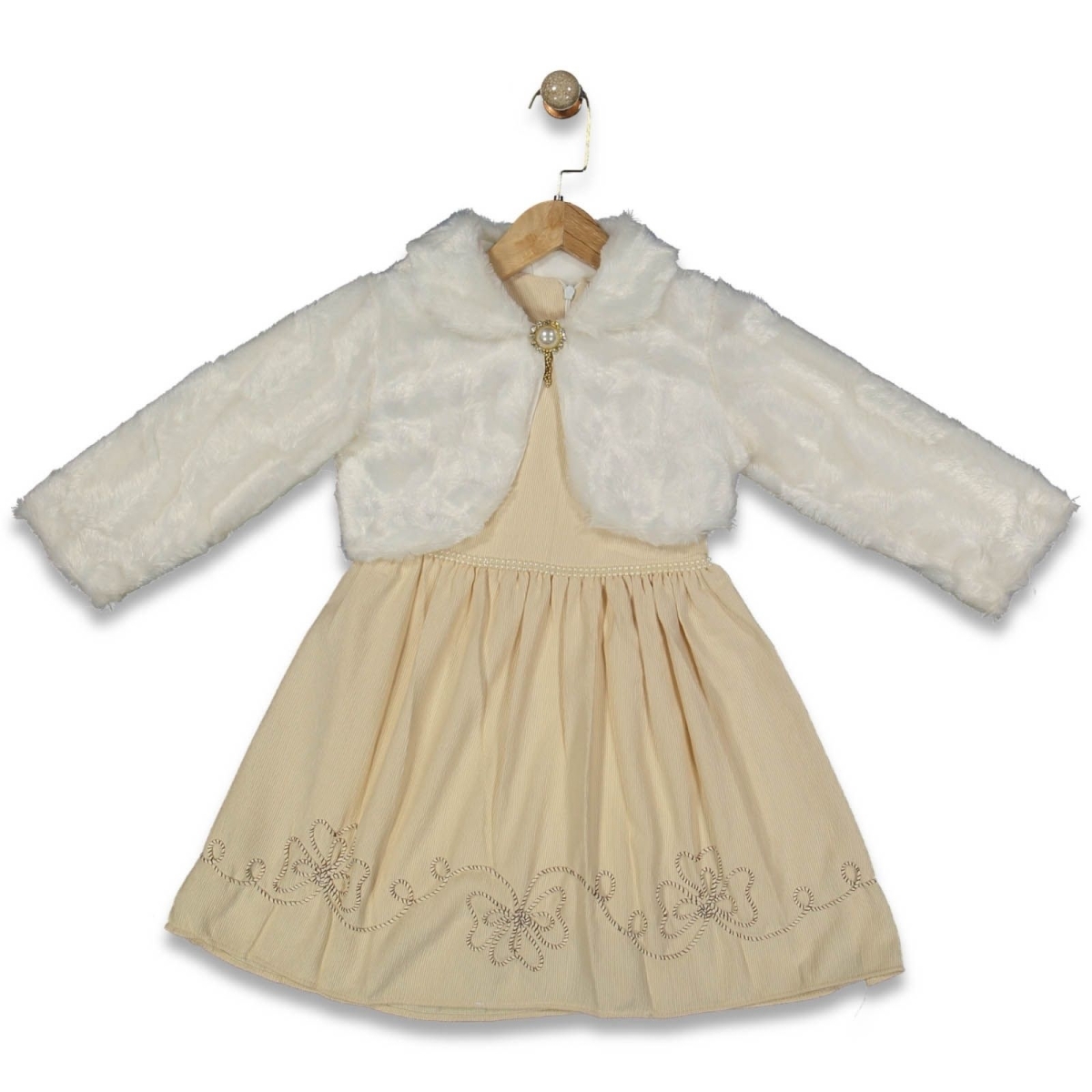 KIZ 5/8 YAŞ PELÜŞ BOLEROLU ŞÖNİL ELBİSE