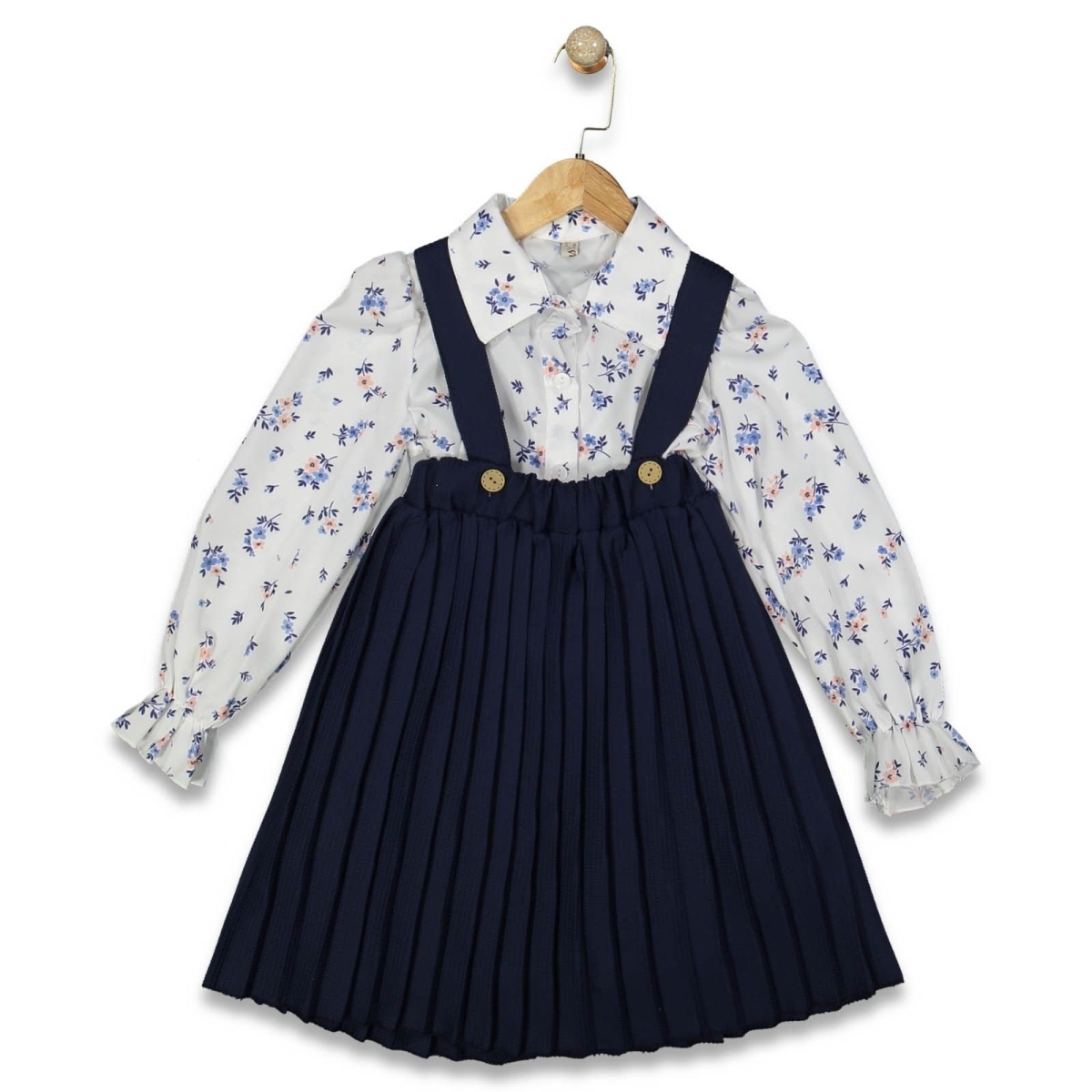 KIZ 5/8 YAŞ WAFFLE SLOPETLİ GÖMLEKLİ TAKIM