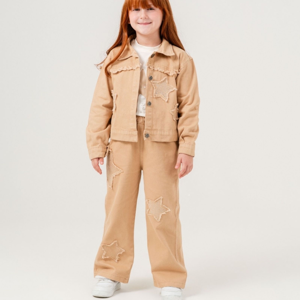 KIZ 5/8 YAŞ YILDIZ PULLU GABARDİN TAKIM