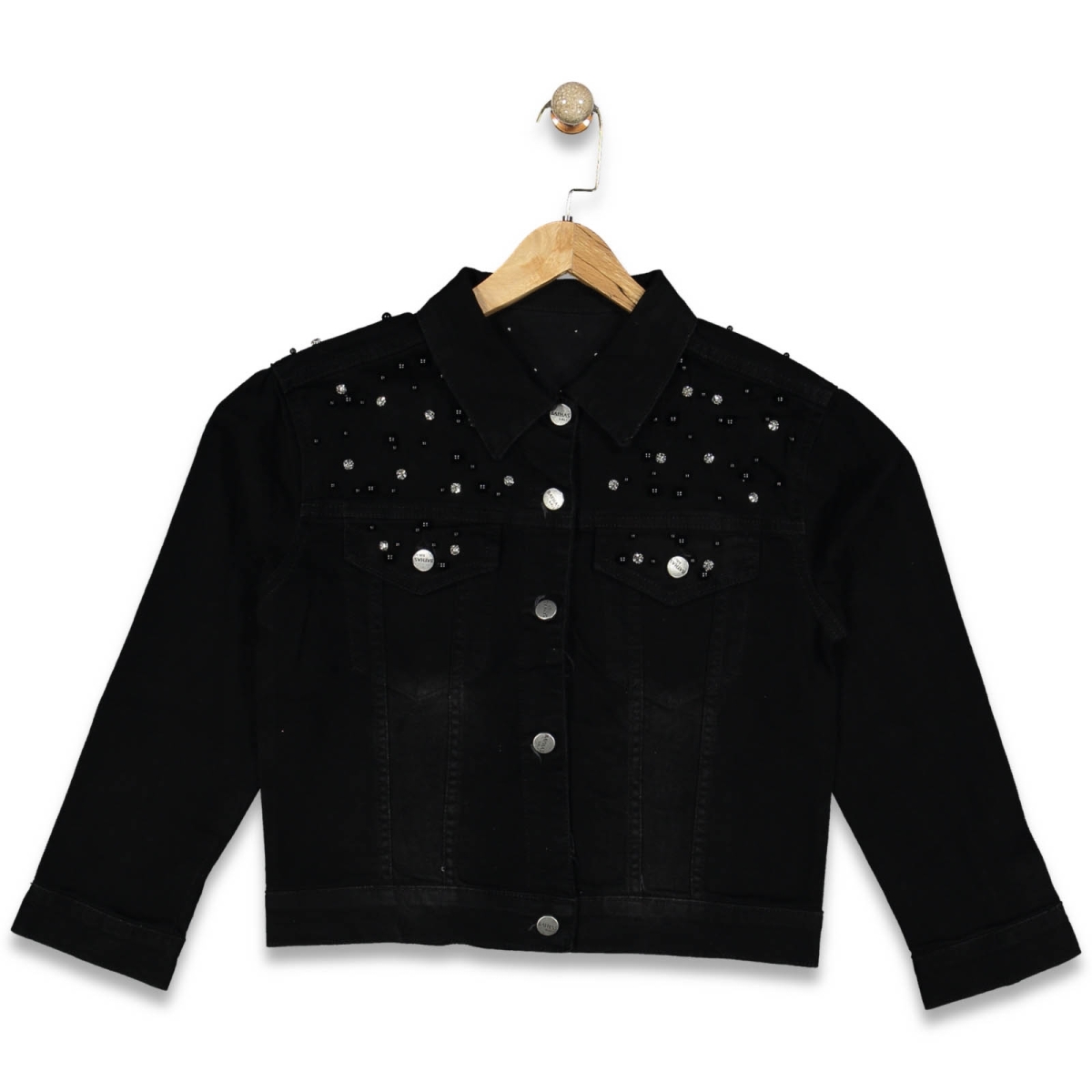 KIZ 6/10 YAŞ İNCİLİ BONCUKLU  KOT CEKET