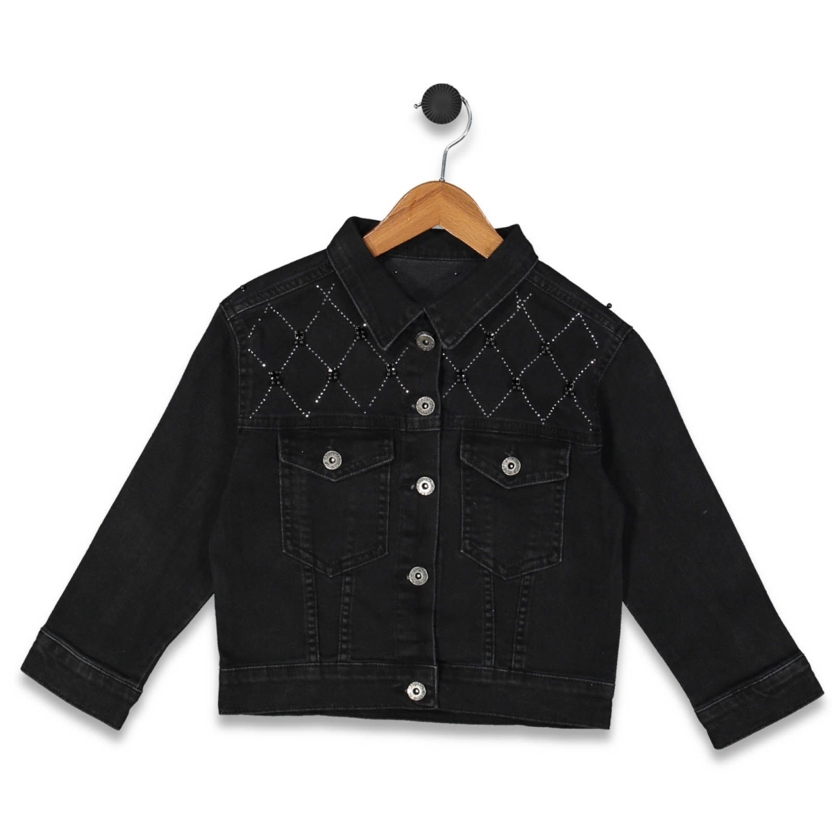 KIZ 6/10 YAŞ TAŞLI BONCUKLU  KOT CEKET