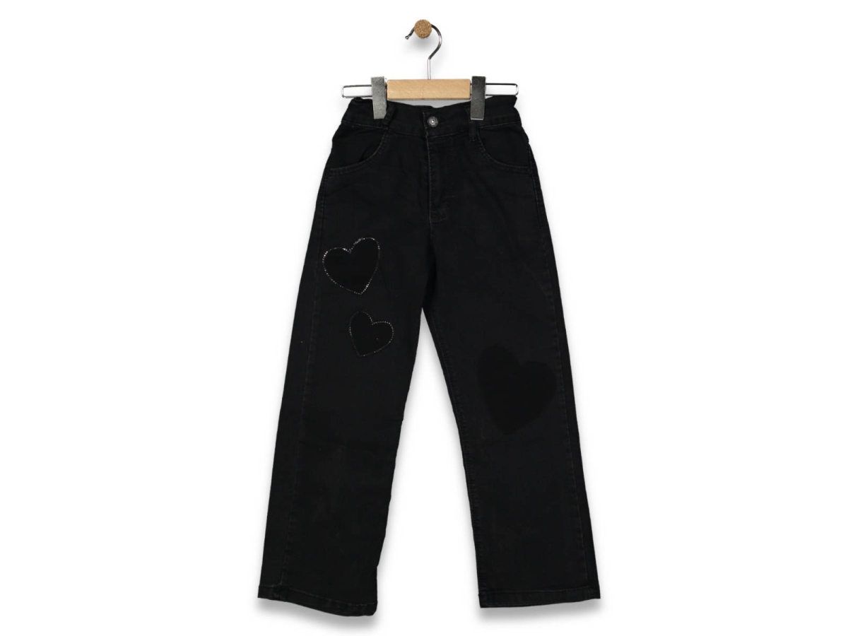 KIZ 6/10 YAŞ TAŞLI KALP BOYFREND KOT PANTOLON