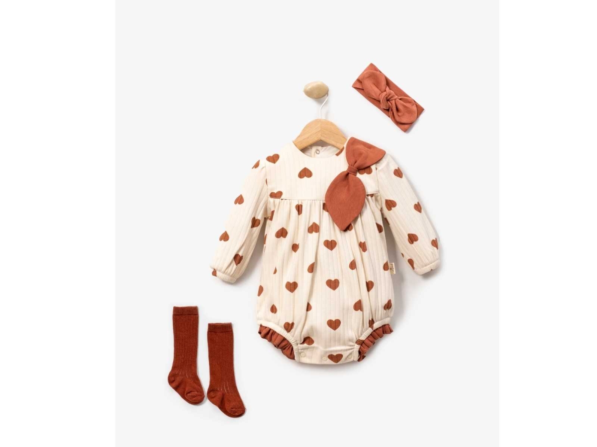 KIZ 6/12 AY BÜYÜK KALPLİ ROMPER