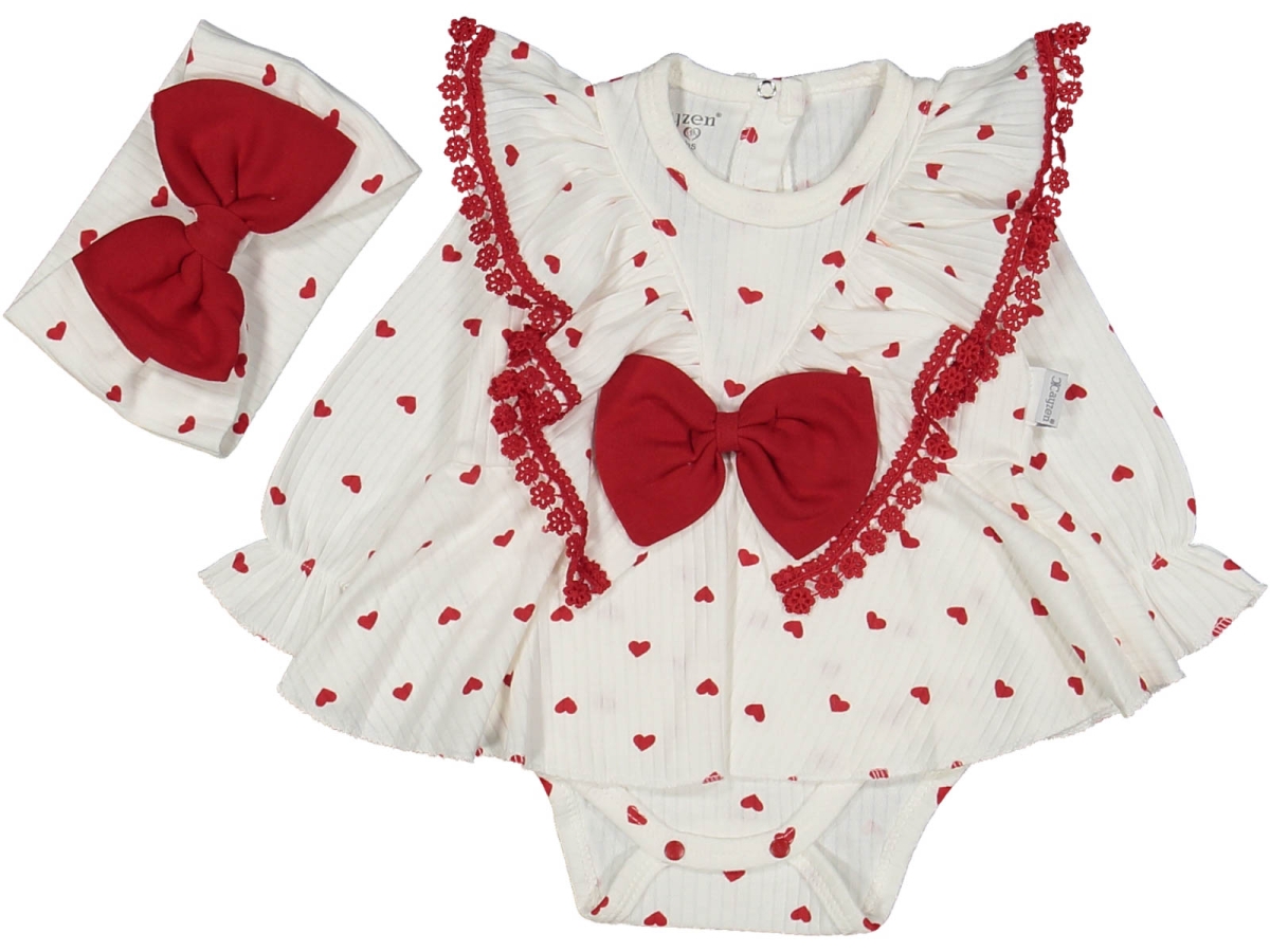 KIZ 6/12 AY KALPLİ DANTELLİ FİYONKLU ROMPER BADİ ELBİSE 