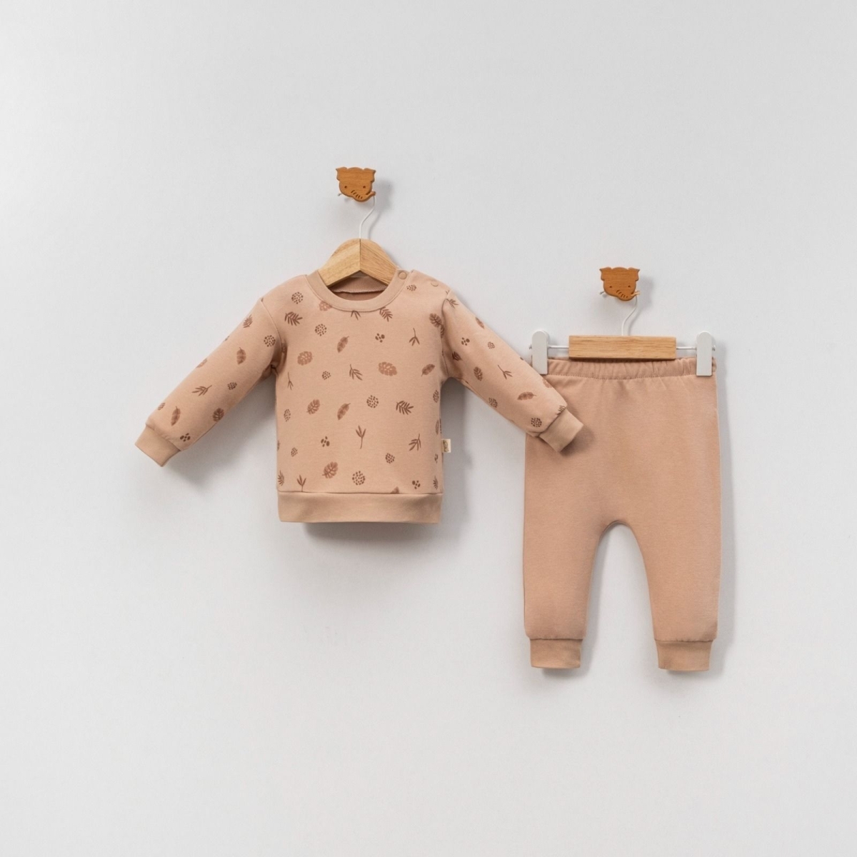 KIZ 6/12 AY YAPRAK BASKILI 2’Lİ KIZ TAKIM