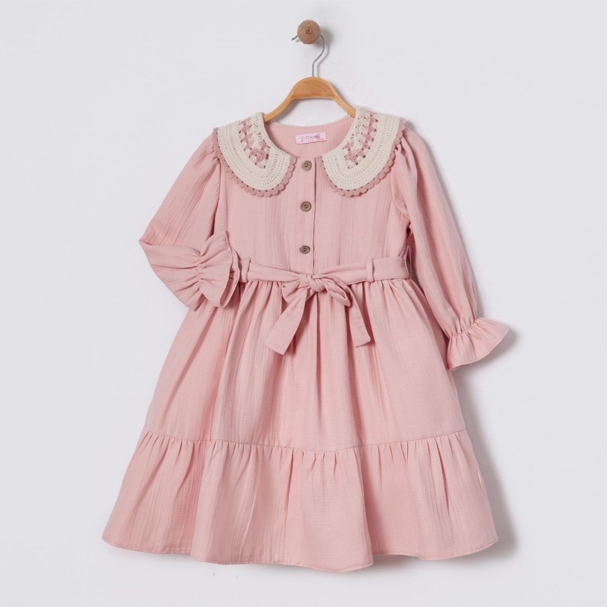 KIZ 6/12 YAŞ YAKA NAKIŞLI ELBİSE