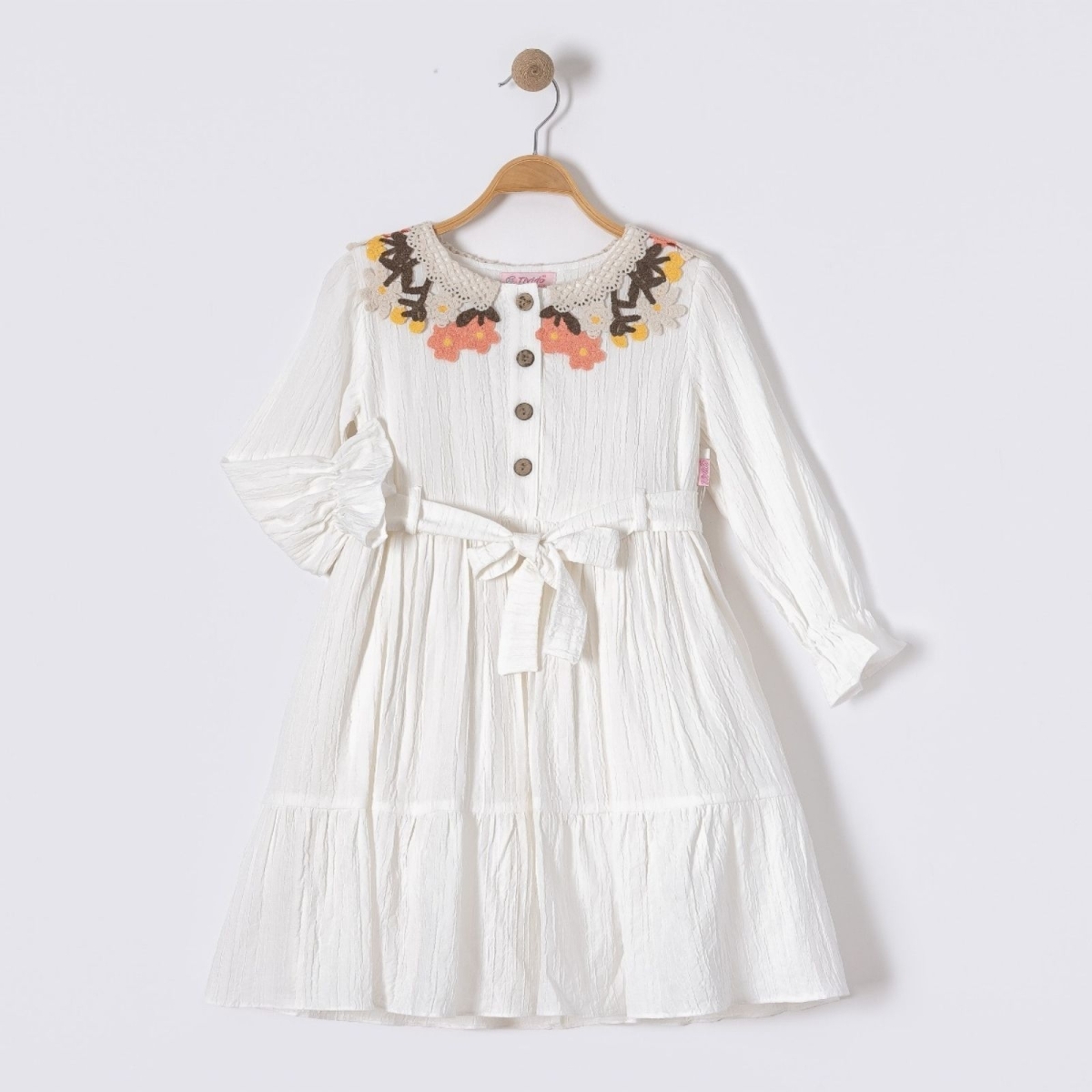 KIZ 6/12 YAŞ YAKA TİRİKO ÇİÇEKLİ I ELBİSE