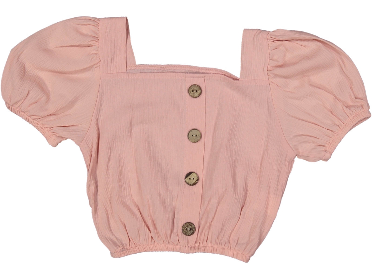 KIZ 6/14 YAŞ BÜRÜMCÜK KARPUZ KOLLU DÜĞMELİ KROP TEK ÜST