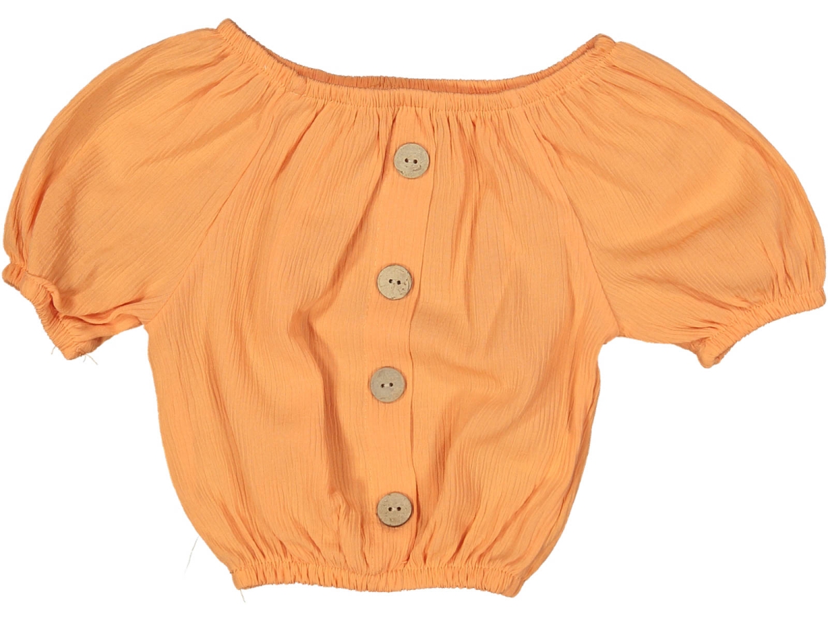 KIZ 6/14 YAŞ YAKA LASTİKLİ DÜĞMELİ KOLLU KROP TEK ÜST