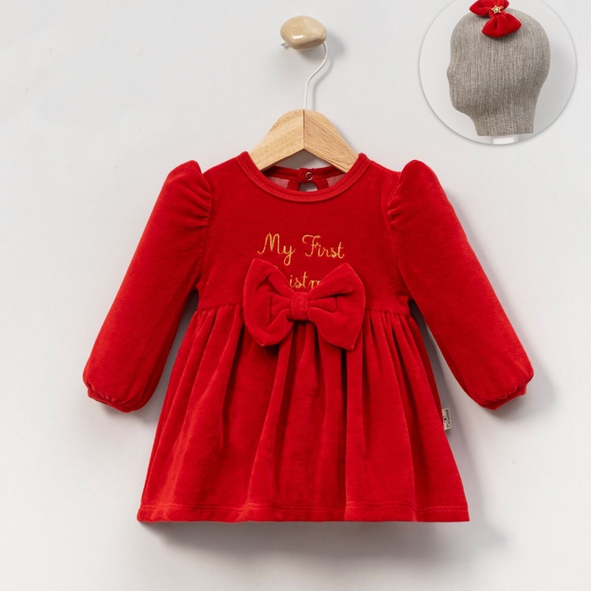 KIZ 6/18 AY CHRİSTMAS KADİFE ELBİSE