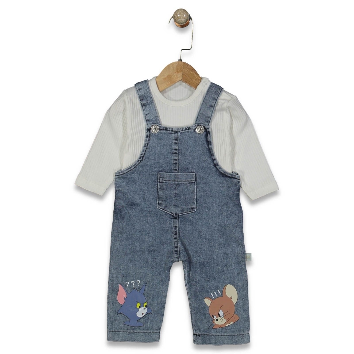 KIZ 6/18 AY KEDİ FARE BASKILI KOT SLOPET