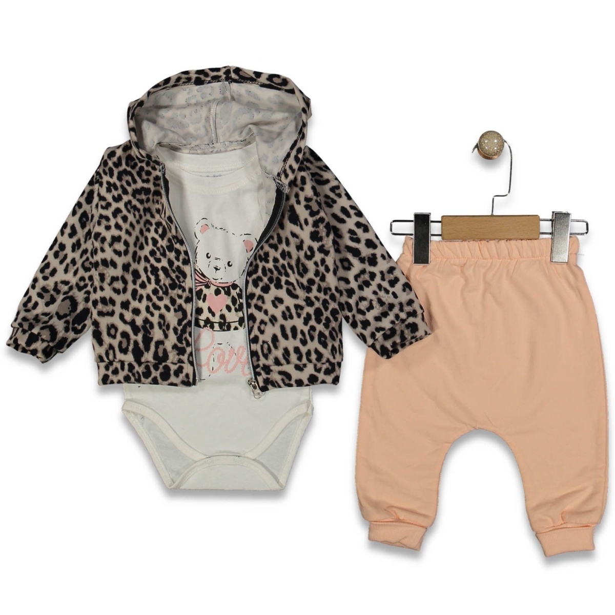 KIZ 6/18 AY LEOPAR DESENLİ 3LÜ ZIBINLI TAKIM