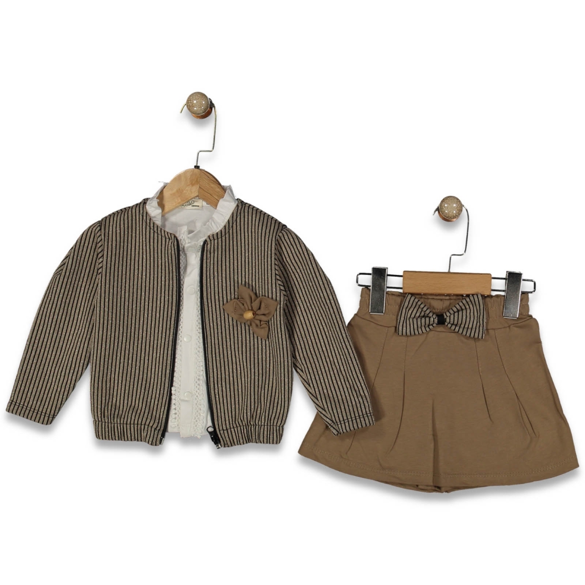 KIZ 6/24 AY BOMLO ÇİZGİLİ ETEKLİ MODEL TAKIM