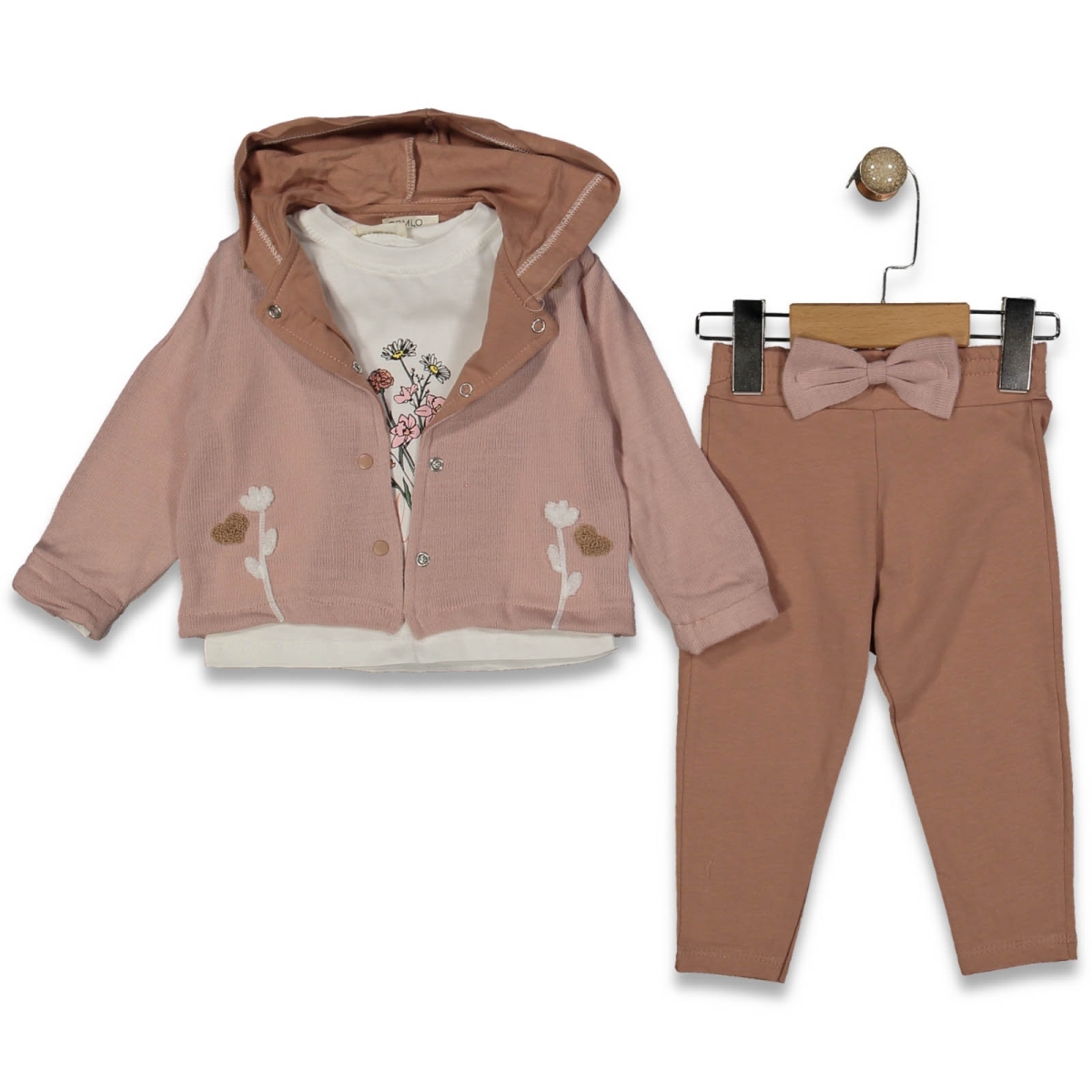 KIZ 6/24 AY BOMLO KALPLİ ÇİÇEKLİ TRİKO TAKIM