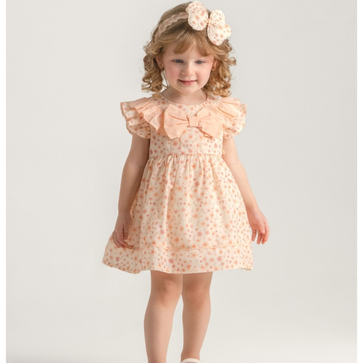 KIZ 6/24 AY ÇİÇEK BASKILI ELBİSE