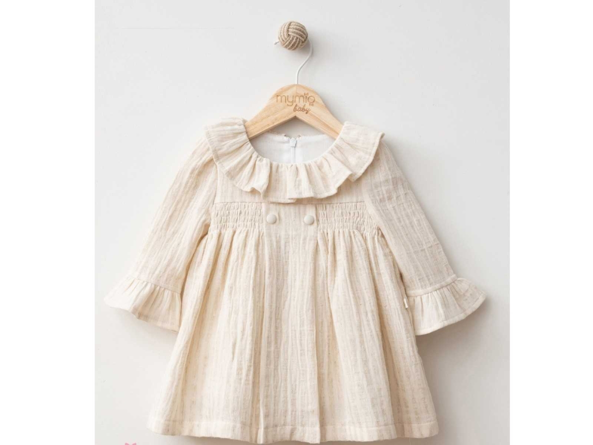 KIZ 6/24 AY ÇİZGİLİ MÜSLİN KIZ ELBİSE