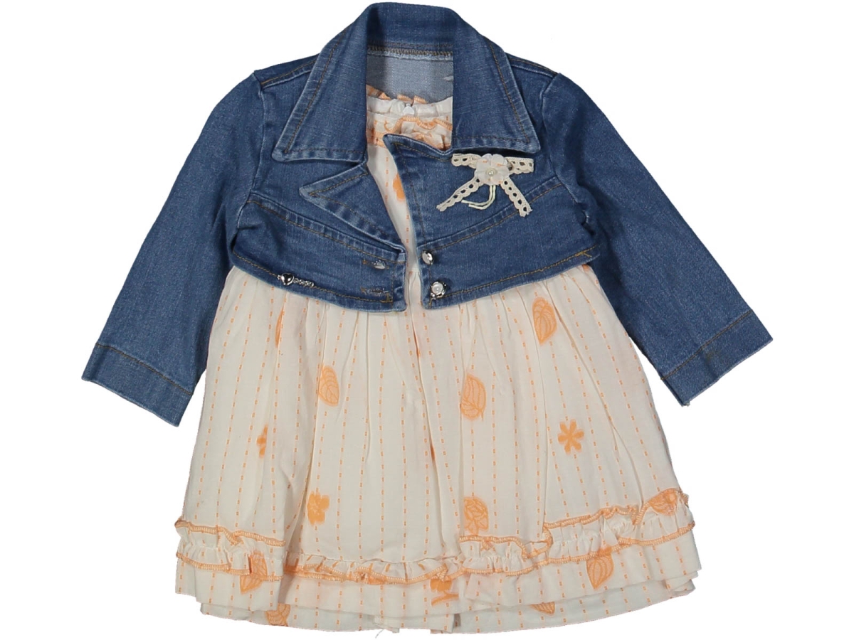 KIZ 6/24 AY KOT BOLEROLU ÇİZGİLİ ELBİSE