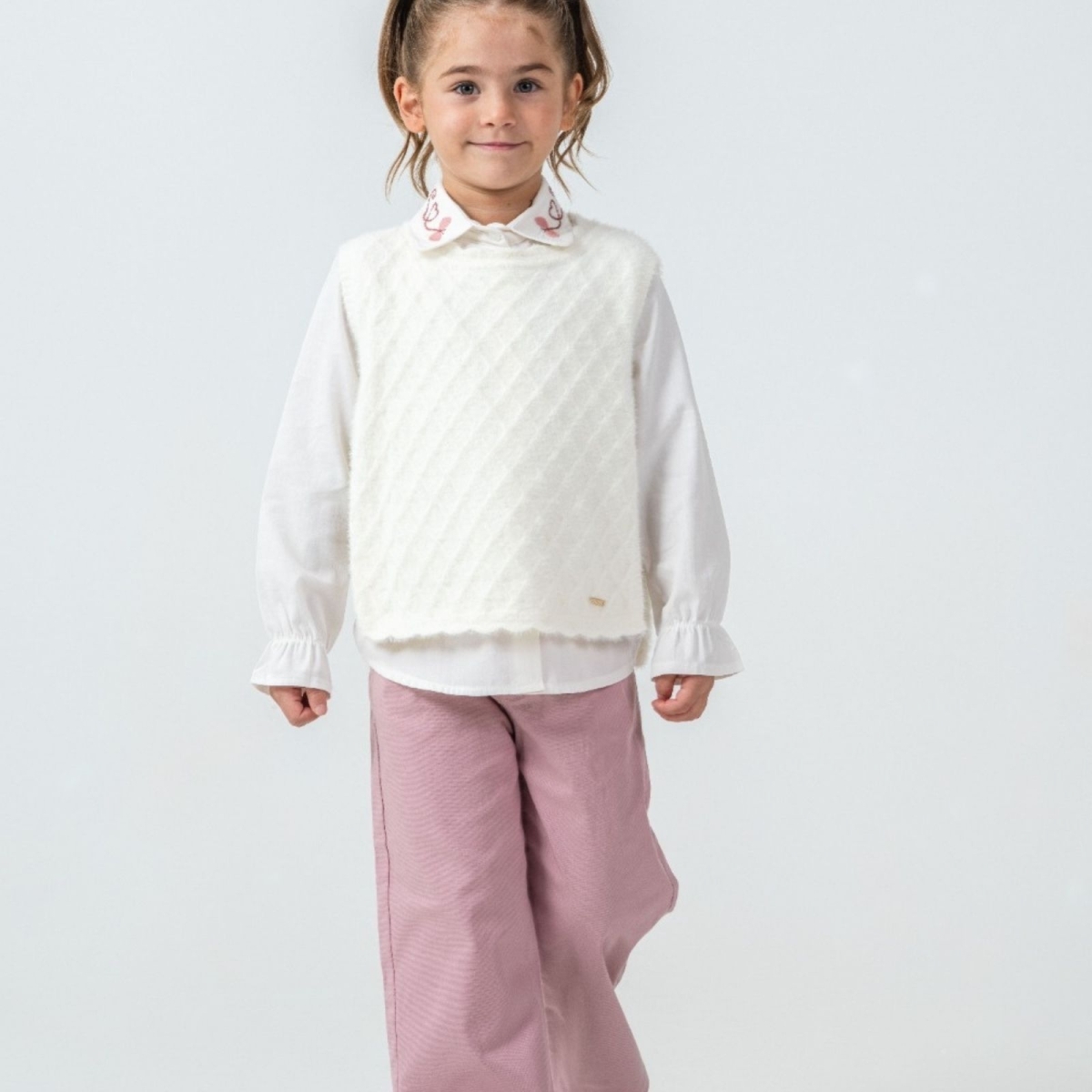 KIZ 6/9 YAŞ KARELİ ÖRGÜLÜ ÜÇLÜ TAKIM