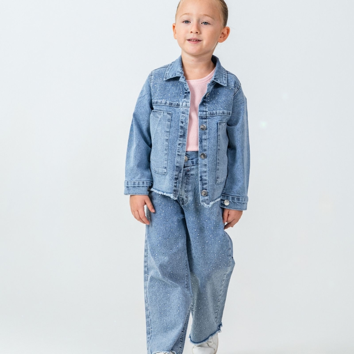 KIZ 6/9 YAŞ TAŞLI KOT ÜÇLÜ TAKIM