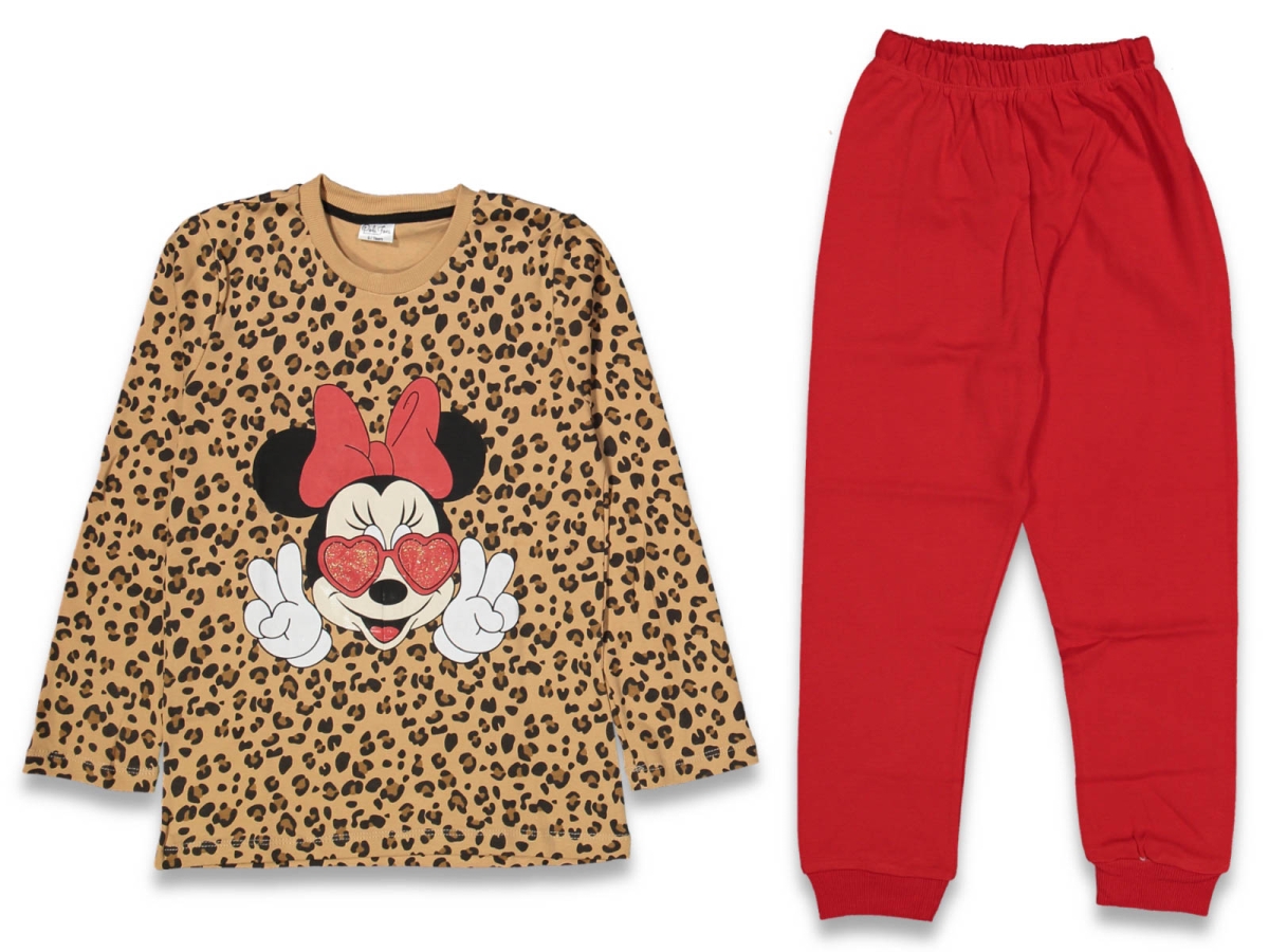 KIZ 7/10 YAŞ LEOPAR MOUSE BASKILI PİJAMA TAKIM 
