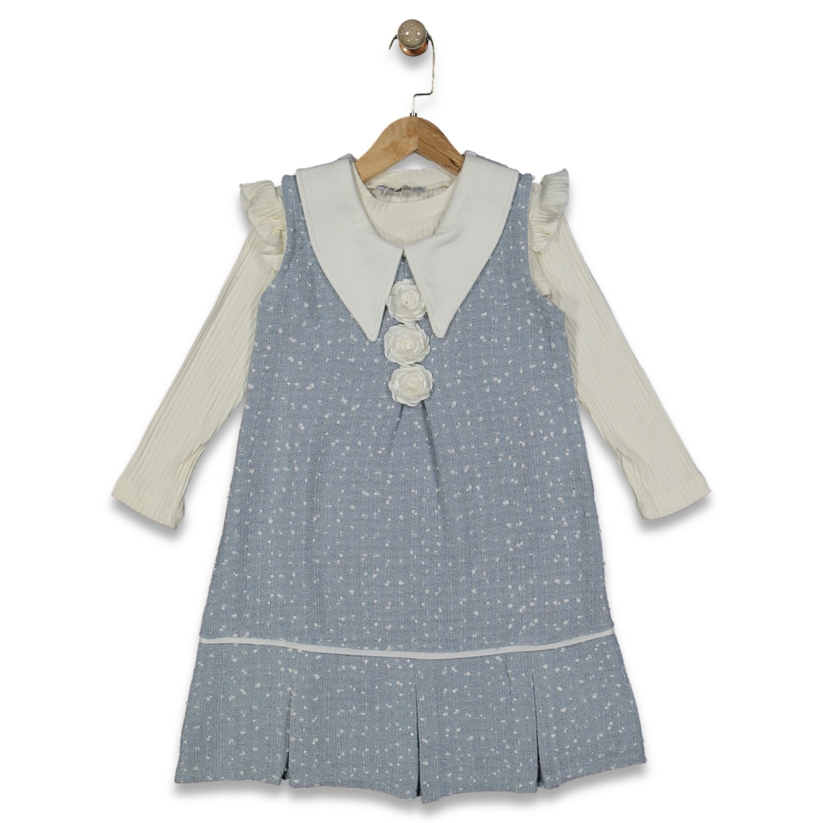 KIZ 7/10 YAŞ PUANTİYELİ GÜLLÜ ELBİSE