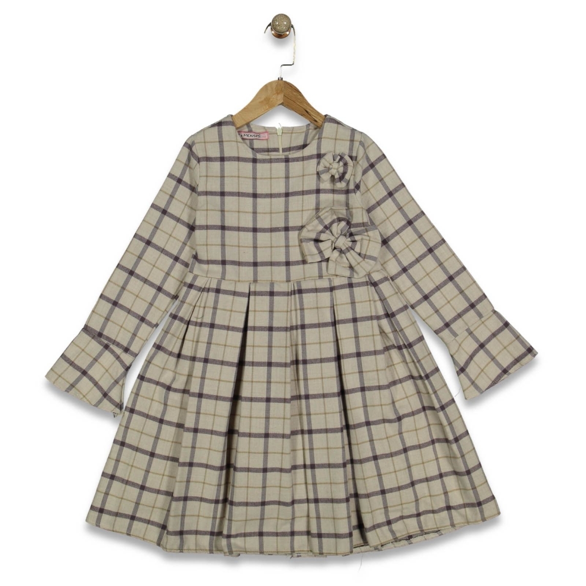 KIZ 7/11 YAŞ ÖNDEN ŞERİT VE FİYONKLU ELBİSE