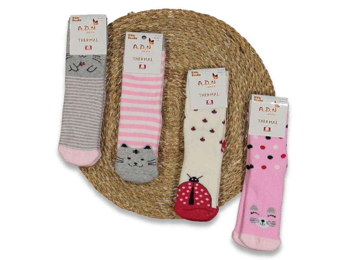 KIZ 7/8 YAŞ HAVLU TABAN ABS BASKILI ÇORAP