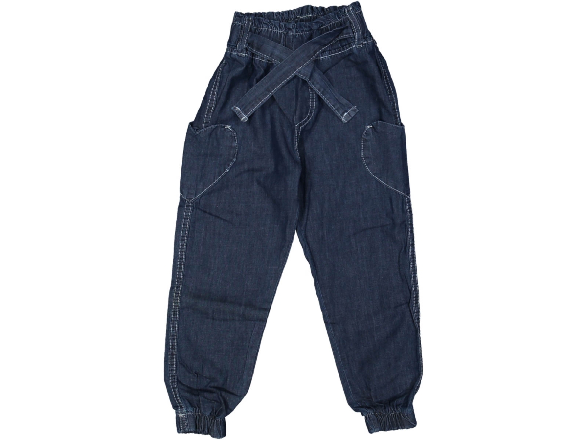 KIZ 8/12 YAŞ KALP CEPLİ LASTİKLİ KOT PANTOLON